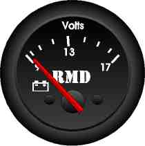 RMD Voltmeter Gauge 9>12v - 50mm Diameter - Electronic