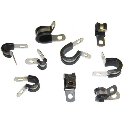 P Clips - Stainless Steel - Rubber Lined - 6mm Ø
