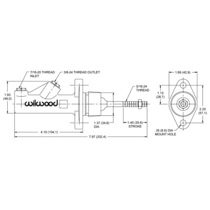 0.750 Wilwood Master Cylinder - Non Integral