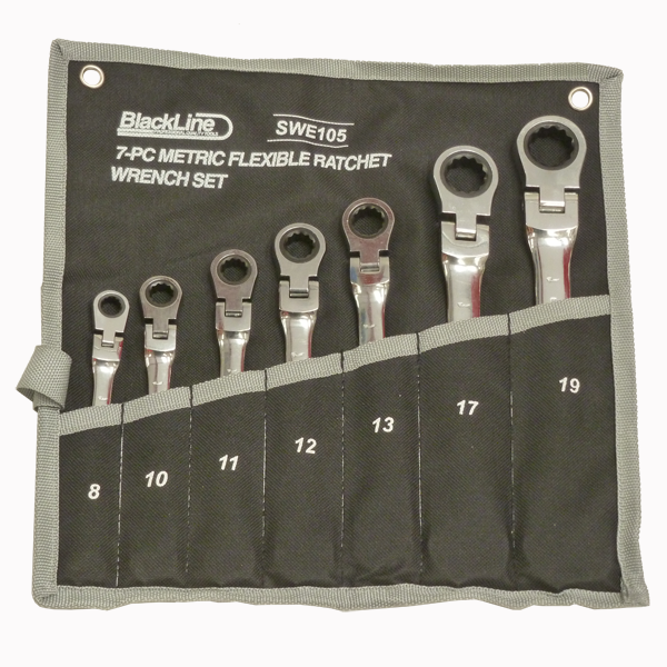 Blackline 7pc Metric Geared Ratchet Wrenches