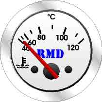 RMD Water Temp Gauge 40>120 C - 50mm Diameter - Electronic