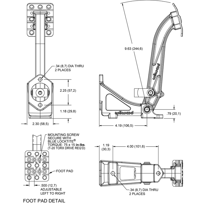Floor Mount Clutch Pedal Assembly (6:1)