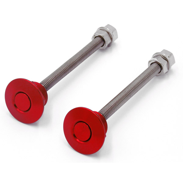 Push Button Bonnet Pin Kit Stainless - Red (Pair)