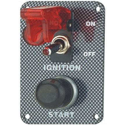 Ignition Switch / Aircraft Cover & Start & LED - Carbon Effect