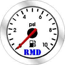 RMD Fuel Pressure Gauge 0>10PSi - 50mm Diameter - Mechanical